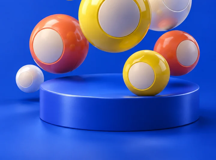 Lottobollar på blå bakgrund – tidigare Lotto onsdag resultat i arkivet